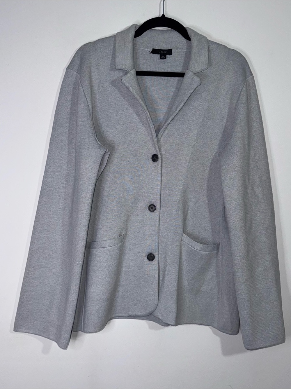 J Crew Gray Sweater Blazer Knit Cardigan Jacket XL Minimalist